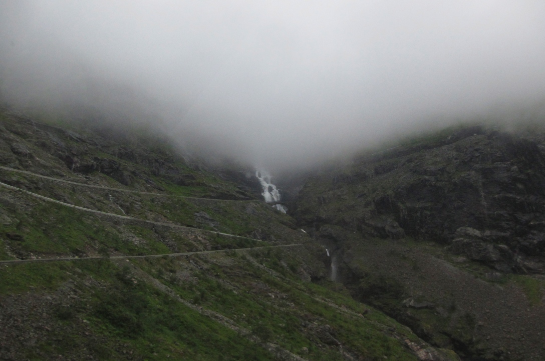 The switch backs at Trollstigen. Oh yes, they go way up those clouds, and no, there is not more than one lane.